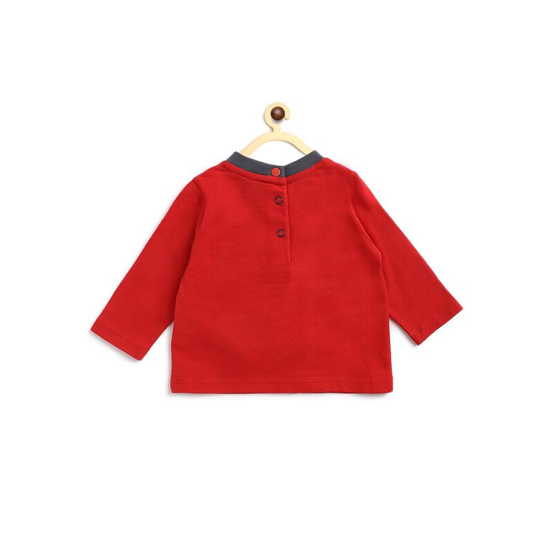 Boys Medium Red Long Sleeve Cotton T-Shirt image number null